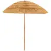 Image de Parasol de plage inclinable de paille 2m fixation pour sable toit de chaume style hawaïen 2 parties démontables pour plage cour et piscine