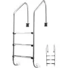 Image de GOPLUS Échelle Piscine à 3 MarchesMarches de Piscine en Acier Inoxydableavec Protection Antidérapante53x23x147CMArgenté