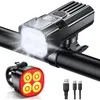 Image de NetBoat Ensemble Lumière Vélo Rechargeable Avant et ArrièrePhare de Vélo 1000 Lumens Vrès Lumineux avec 2 LEDs 2400 mAh IPX5