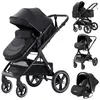 Image de YAZOCO - Poussette combinée 3 en 1 - Avec nacelle-siège auto - Jusquà 15Kg - Noir