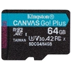 Image de Kingston Technology Carte Microsdxc Canvas Go Plus Gen4 200r A2 U3 De 64 Go, Pack Unique Sans Adp