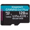 Image de Kingston Technology Carte Microsdxc Canvas Go Plus Gen4 200r A2 U3 De 128 Go, Pack Unique Sans Adp