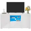 Image de Meuble tv brillant élégant avec led - meuble télé 6 compartiments de rangement - buffet robuste - 135 x 33.5 x 70 cm - blanc Façade Brillante,avec Lumière