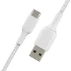 Image de Câble Usb-c Vers Usb-a Tressé Nylon 1 M Blanc Belkin