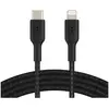 Image de Câble à gaine tressée USB-C vers Lightning MFI (noir) - 2 m