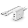Image de Belkin chargeur secteur double - USB A - 24W + Câble USB-A vers Lightning (1 m)