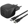 Image de Chargeur Pour Téléphone Mobile Belkin Secteur Usb C 45w, Avec Câble D Un Mètre Usb C Vers Usb C Inclus, Noir.