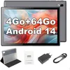Image de Tablette Tactile Tibuta 10 Pouces Android 15 8 Go RAM + 64 Go ROM (Extensible à 128 Go) Quad-Core Batterie 5000 mAh avec Boîtier