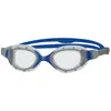 Image de Lunettes de natation Zoggs Predator Flex Small Fit gris bleu avec verres transparents blanc