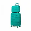 Image de Set de 2 Valises Cabine Rigide 55x40x20cm Ultra Légère Valises de Voyage à 4 roulettes + Serrure TSA & Portable Vanity Case Bleu