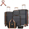 Image de Kono Set de 6 Valises de Voyage Rigide Bagage Cabine (24/51/65/75cm) avec Serrure TSA+Vanity Case + Sac de Voyage 40x30x20cm Noir