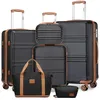 Image de Kono Set de 6 Valises de Voyage Ensemble de Valise (28/51.5/65/75cm) + Sac de Voyage pour Sport avec Trousse de Maquillage Noir
