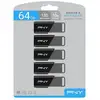 Image de Pack De 5 Clés Usb Pny Attaché X 64 Go Usb 3.2 Noir Et Gris