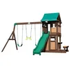 Image de Backyard Discovery-Lakewood - Maisonnette en bois avec Balancoires Toboggan et Banc