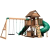 Image de Backyard Discovery Cedar Cove, Aire De Jeux En Bois Portique Balançoire Avec Double Mur D'escalade, Toboggan Et