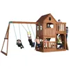Image de Aire de jeux en bois Backyard Discovery Hill Crest avec balançoire toboggan bac de sable et mur descalade