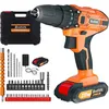 Image de Perceuse Visseuse Sans Fil 21V Visseuse Devisseuse 45Nm Percussion 25+1 Réglages de Couple 29 Accessoires 2 Vitesses 2 Batteries
