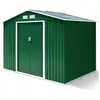 Image de Costway abri de jardin avec portes fait en métal coulissantes remise de jardin avec fenêtres rangement pour vélo, outils de jardinage installation facile 213x127x185cm vert