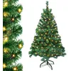 Image de LILIIN Sapin de Noël Artificiel 210cm Vert - Arbre Automatique avec Pointes Blanches Lumineuses et Éclairage Intégré