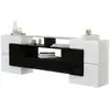 Image de Meuble tv noir+blanc 200 cm led mdf meuble TV bicolore