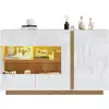 Image de Buffet 3 porte(s) 0 tiroir(s) - 138 cm blanc led panneau de particules buffet blanc