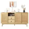 Image de Buffet 3 porte(s) 2 tiroir(s) - 155 cm bois clair mdf buffet bois clair