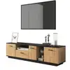 Image de Meuble tv naturel+noir 180 cm led mdf meuble tv bicolore