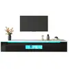 Image de Meuble tv suspendu noir 180 cm led panneau de particules meuble tv noir