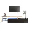 Image de Meuble tv noir 197,5 cm led mdf meuble tv noir