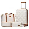 Image de British Traveller Set de 3 Valise Cabine 53x35x21cm Valises de Voyage+Sac de Voyage avec Trousse de Maquillage et Serrure TSA