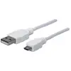 Image de Cable Usb 2.0 Micro-b Haute Vitesse Manhattan, A Male/micro-b Male, 480 Mbit/s, 1,8 M, Blanc
