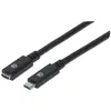 Image de Cable D'extension Usb Type-c Manhattan, Usb 3.2 Gen 2, Type-c Male Vers Type-c Femelle, 10 Gbit/s, 5 A, 50 Cm, Noir