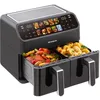 Image de Friteuse sans huile Sinaopus 901Pro   Air Fryer 9L double cuves   Écran couleur   10 programmes   2000W   Recettes inclus