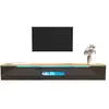 Image de Meuble tv élégante finition brillante avec éclairage led 16 couleurs,peut fixé au mur,180 x 35 x 30cm,noir et naturel