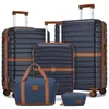 Image de Kono Set de 5 Valises de Voyage (55/66/76 cm) à 4 roulettes avec serrure + Pliable Sac de Voyage avec Trousse de Maquillage Marine