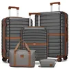 Image de Kono Set de 5 Valises de Voyage (55/66/76 cm) à 4 roulettes avec serrure + Pliable Sac de Voyage avec Trousse de Maquillage Gris