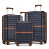 Image de Kono Set de 3 Valises de Voyage Rigides (55/66/76cm) ABS+PC - Valise Cabine Légère & Durable 4 Roues & Serrure de Sécurité Marine