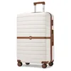 Image de Kono Valise de Voyage Grande Taille 76.5x50.5x29cm ABS+PC Rigide Valise avec 4 roulettes et Serrure Trolley de Voyage 94L Crème