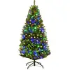 Image de Sapin De Noël 210 Cm, Arbre De Noël Artificiel Avec Lumières Led Multicolore À 11 Modes Et Pied
