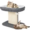 Image de COSTWAY Arbre à Chat en Forme de Tour 50 CM-Lit Grand Perchoir en Peluche-Pompons Suspendus-Tour à Gratter en Sisal pour