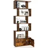 Image de Bibliothèque À 6 Niveaux Avec 2 Portes-70 X 23 X 183 Cm-étagère