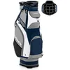 Image de COSTWAY Sac de Golf Portable Debout au Sol avec 14 Compartiments Séparés7 Poches Capuche de Pluie Bandoulière Poignée en PVC Gris