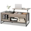 Image de Costway Table Basse Relevable Avec 1 Compartiment Ouvert Et Placard À 2 Portes