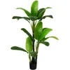 Image de COSTWAY Plante Artificielle en Pot de 150cm en Plastique Pot en Ciment 2 Mousse avec 18 Grandes Feuilles pour Bureau Maison