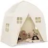 Image de Costway tente de jeu pour enfants avec tapis antidérapant et sac de transport grande maison de jeu pour intérieur et extérieur pour enfants 3 ans +, beige