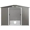Image de Abri de Jardin en Metal 536m² - GOPLUS - 2 Portes Coulissantes et 4 Fenêtres - Base Renforcée avec Barres - Gris Clair