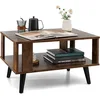 Image de Costway Table Basse À 2 Niveaux, Table D'appoint Industriel 4 Jambes Patins Antidérapants