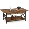 Image de Costway Table Basse À 2 Niveaux, 110 X 60 X 48 Cm, Avec Cadre Métallique En Forme X, Pieds Réglables