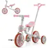 Image de Costway tricycle evolutif 5-en-1 avec putter pour enfants 2-4 ans, pédale et roue arrière amovible, siège et poignée réglables bleu