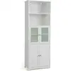 Image de Colonne salle de bain armoire haute à 4 portes 2 compartiments ouverts, étagères réglables salon, cuisine, 60 x 30 x 163 cm